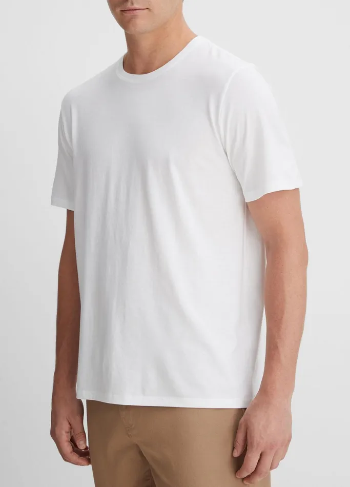 Vince TShirts and Polos Men Pima Cotton Crew Neck TShirt Optic White