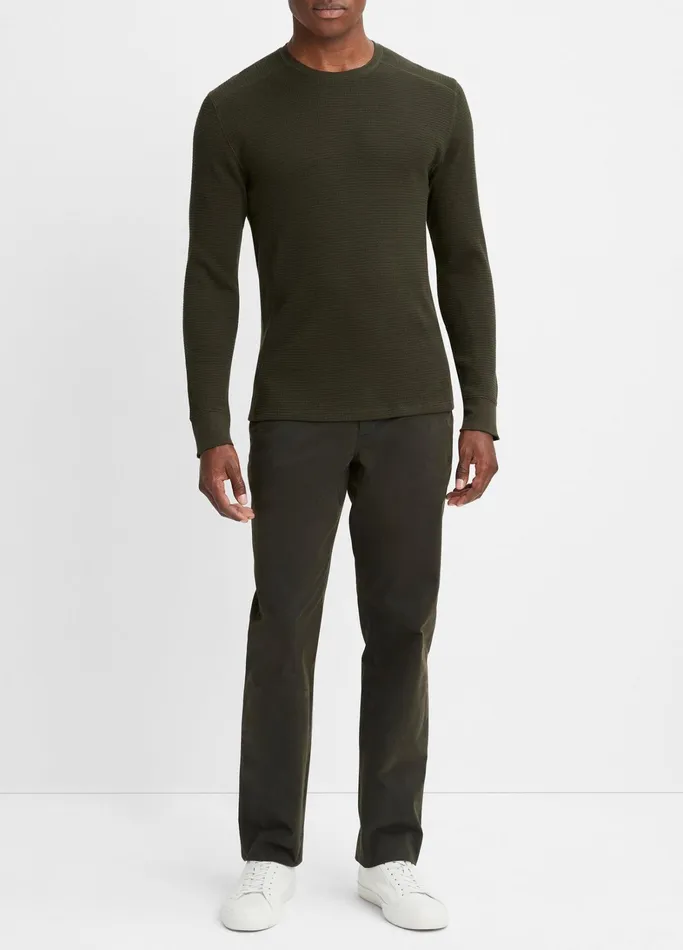 Vince TShirts and Polos Men Thermal LongSleeve Crew Neck TShirt Moss Green