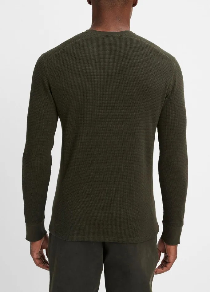 Vince TShirts and Polos Men Thermal LongSleeve Crew Neck TShirt Moss Green