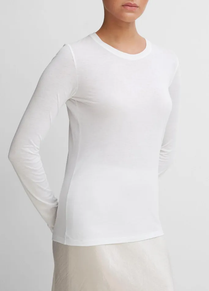 Vince TShirts Women Essential Long Sleeve Crew Neck TShirt Optic White