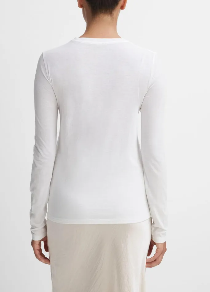 Vince TShirts Women Essential Long Sleeve Crew Neck TShirt Optic White