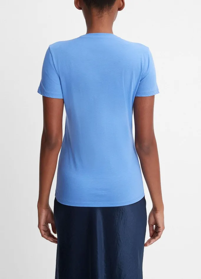 Vince TShirts Women Essential Pima Cotton Crew Neck TShirt Wave Quartz