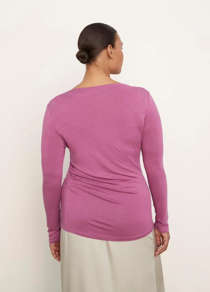 Vince TShirts Women Long Sleeve DrapedNeck Top Camelia