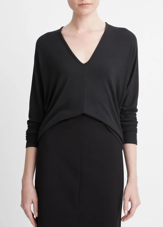 Vince TShirts Women Relaxed LongSleeve Top Black