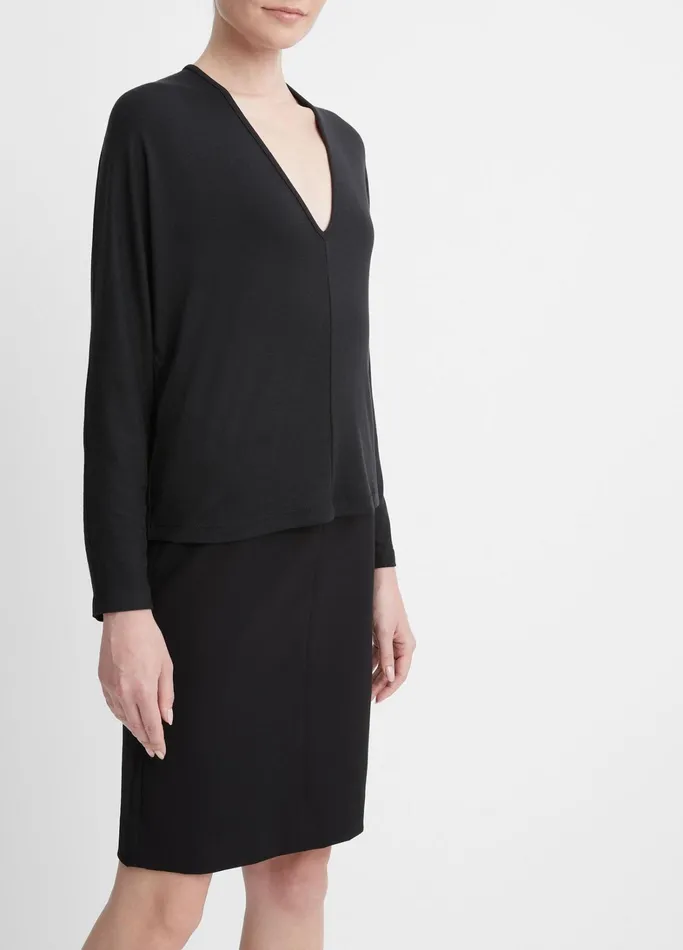Vince TShirts Women Relaxed LongSleeve Top Black