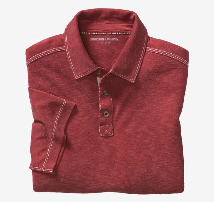 Vintage Slub Polo Red Men Polos and Tees Johnston and Murphy