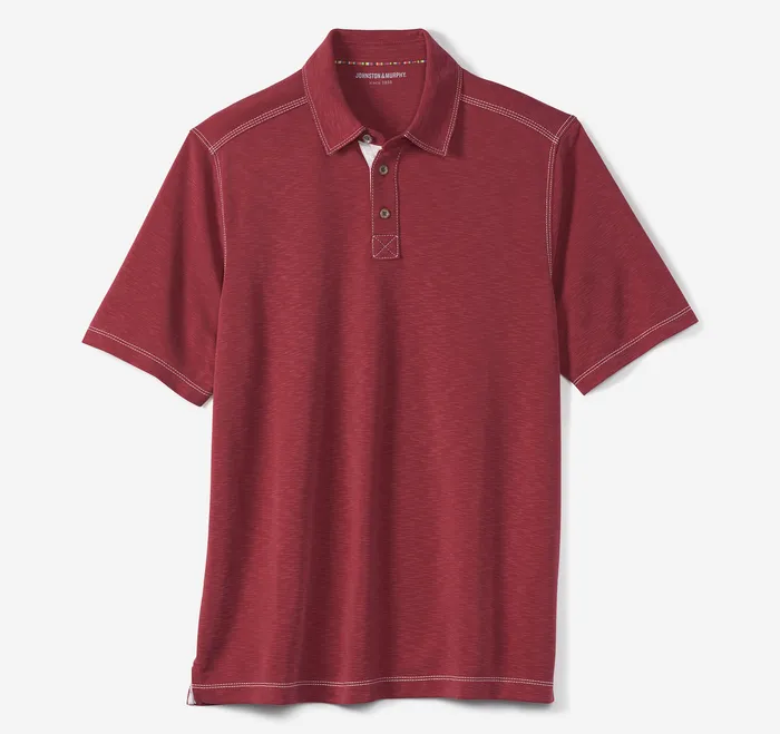 Vintage Slub Polo Red Men Polos and Tees Johnston and Murphy