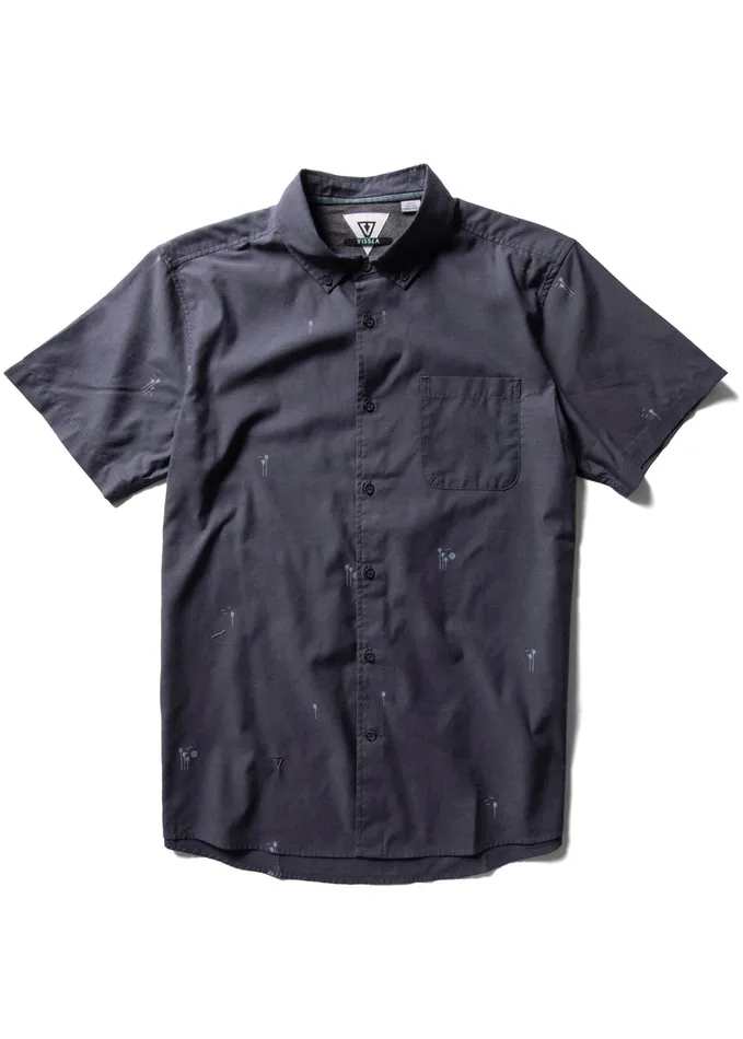 Vissla Palm Away Eco Ss Shirt Charcoal Men Shirts and Flannels