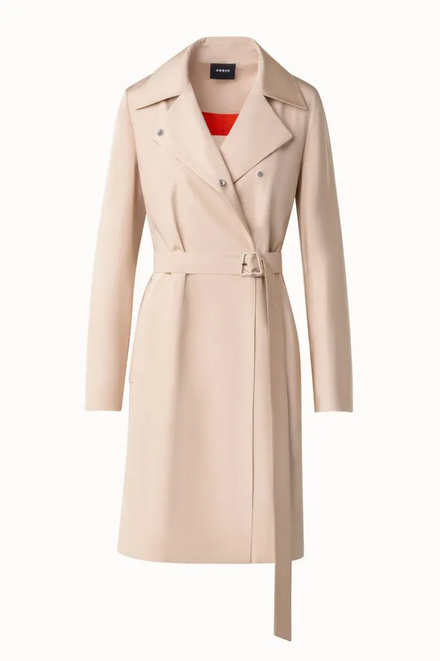 Water Repellent Silk Trench Coat Sand Women Akris Coats