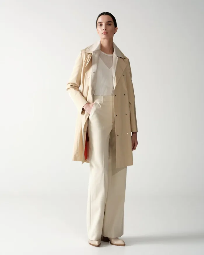 Water Repellent Silk Trench Coat Sand Women Akris Coats