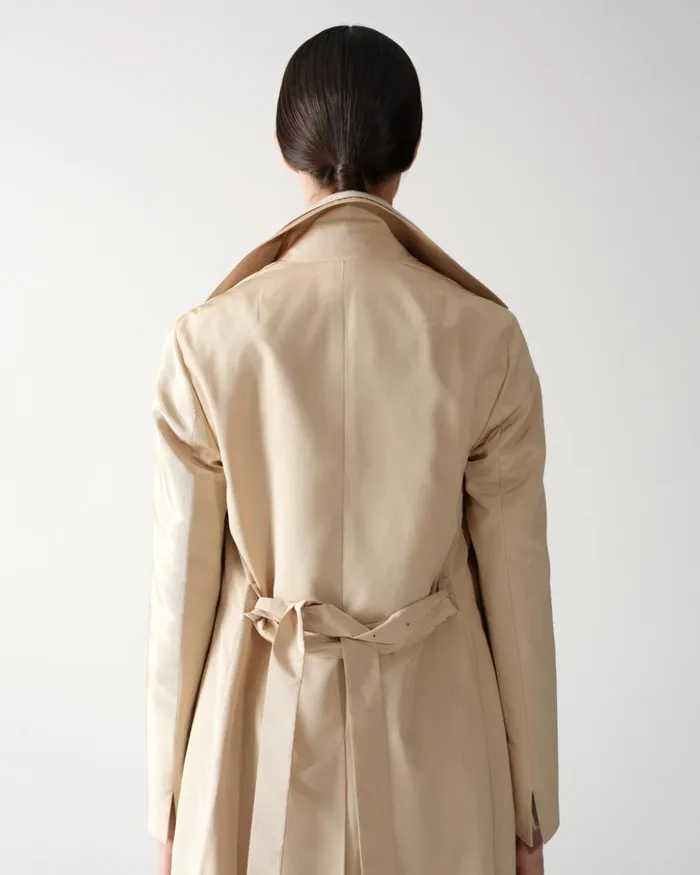 Water Repellent Silk Trench Coat Sand Women Akris Coats