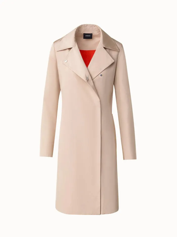Water Repellent Silk Trench Coat Sand Women Akris Coats