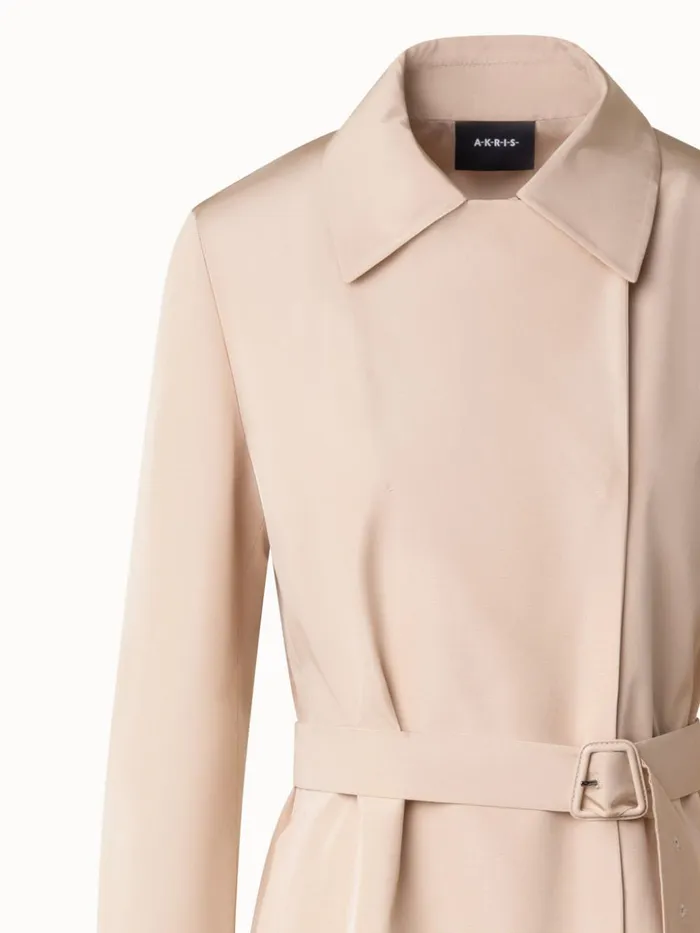 Water Repellent Silk Trench Coat Sand Women Akris Coats