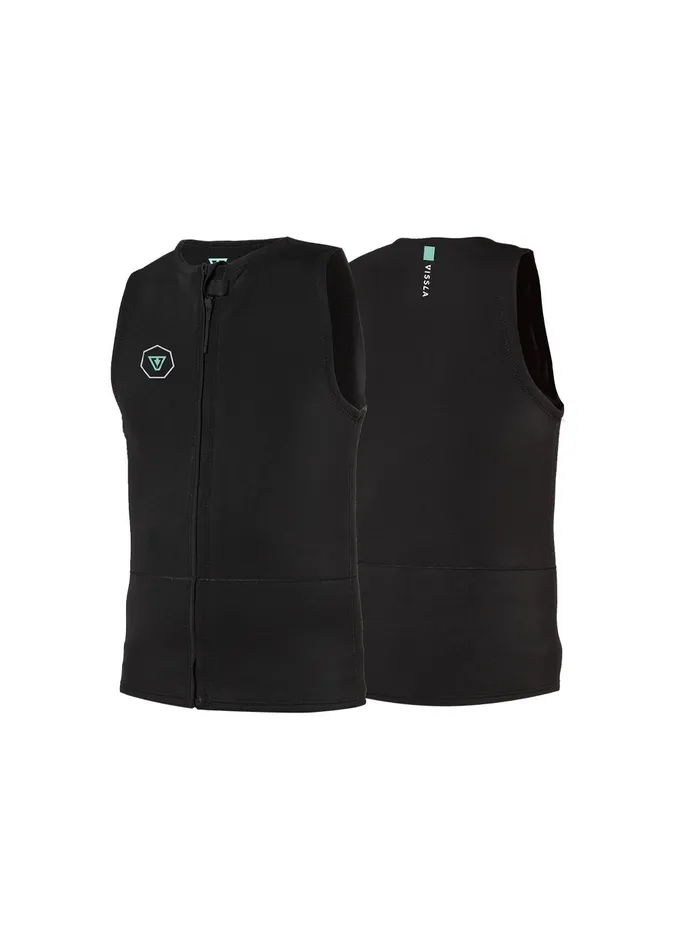 Wetsuit Tops and Lycra Vissla Men 7 Seas 2MM Front Zip Vest Wetsuit Black