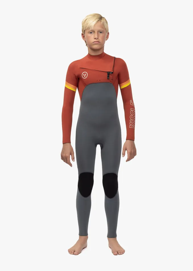 Wetsuits 7 Seas Boys Raditude 43 Full Chest Zip Wetsuit Rust 8211 Vissla Youth