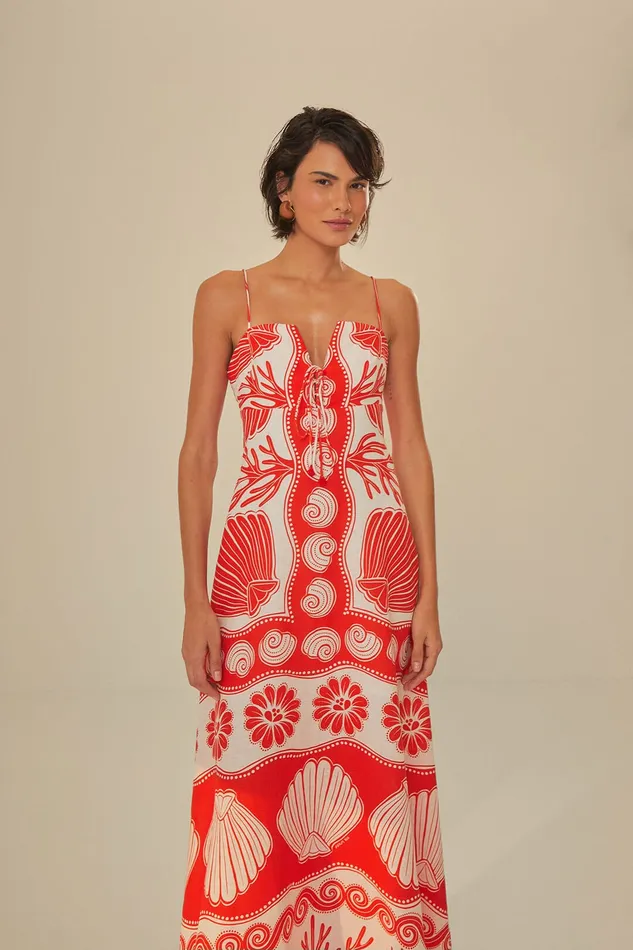 White Ainika Shell Lenzing Ecovero Euroflax Maxi Dress Women Farm Rio Maxi Dresses