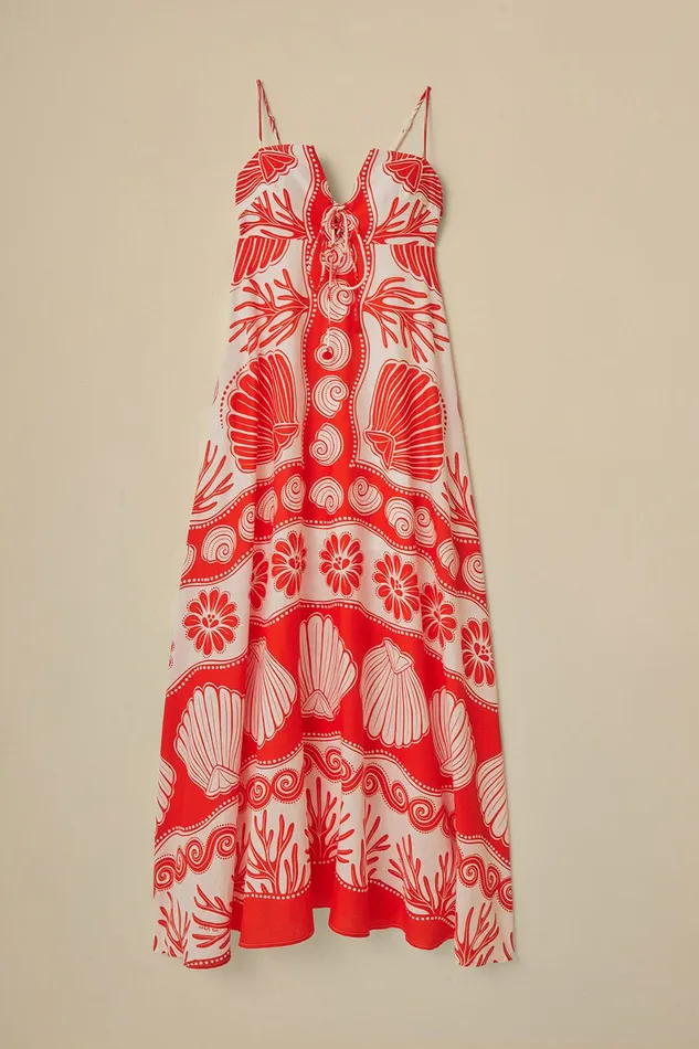White Ainika Shell Lenzing Ecovero Euroflax Maxi Dress Women Farm Rio Maxi Dresses