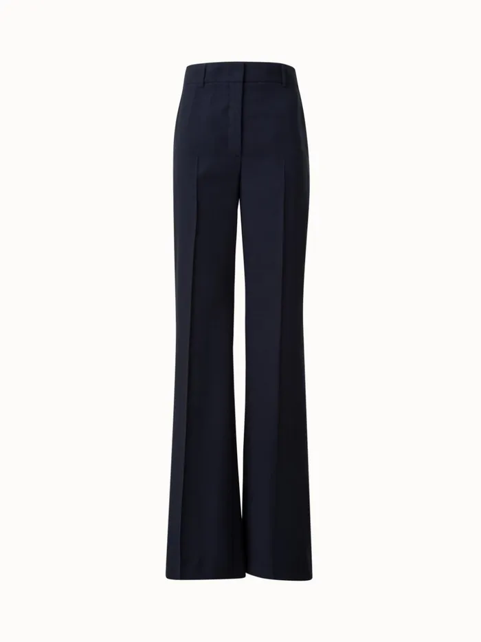 Wide Straight Leg Pants In Cool Wool Navy Women Akris Pants