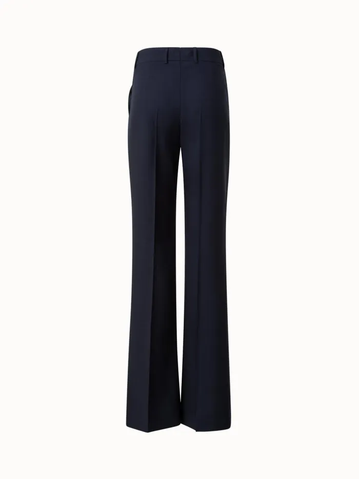 Wide Straight Leg Pants In Cool Wool Navy Women Akris Pants