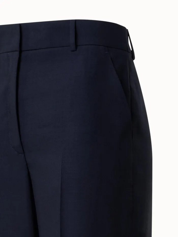 Wide Straight Leg Pants In Cool Wool Navy Women Akris Pants