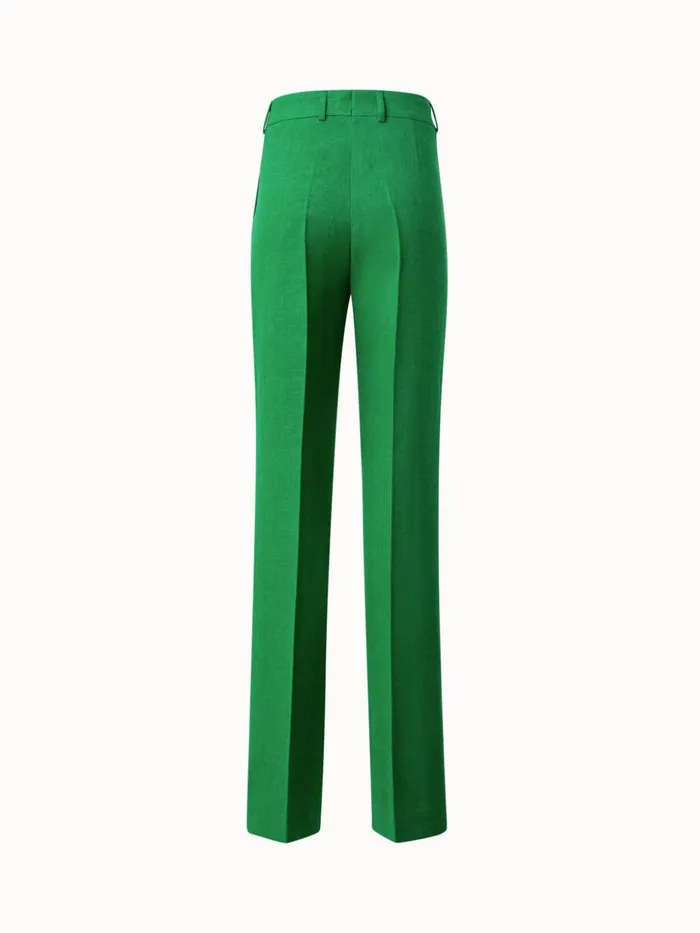 Wide Straight Leg Pants In Linen Wool DoubleFace Leaf Women Akris Pants