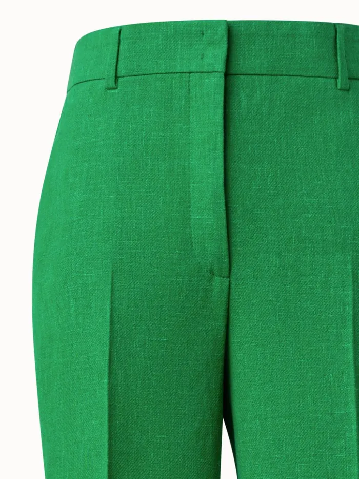 Wide Straight Leg Pants In Linen Wool DoubleFace Leaf Women Akris Pants