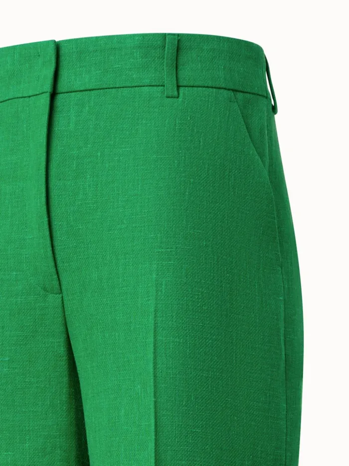 Wide Straight Leg Pants In Linen Wool DoubleFace Leaf Women Akris Pants