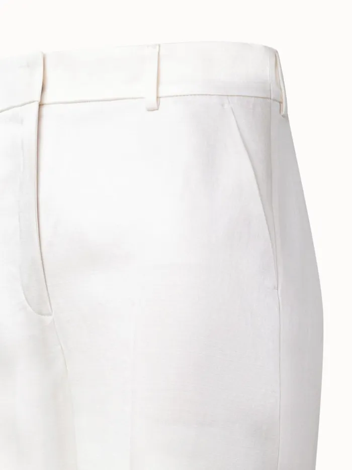 Wide Straight Leg Pants In Wool Satin Ivory Women Akris Pants