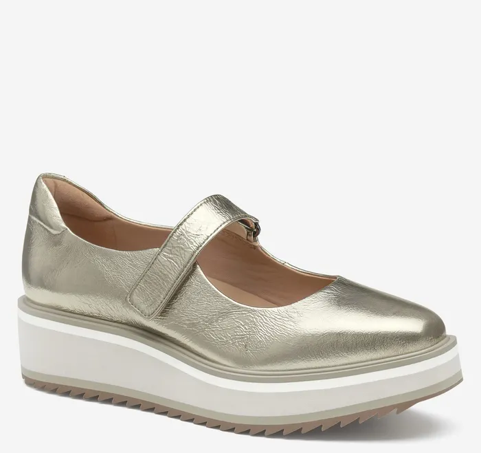 Women8217s Shoes Johnston and Murphy Women Gracelyn Mary Jane Gold Crinkle Metallic Sheepskin