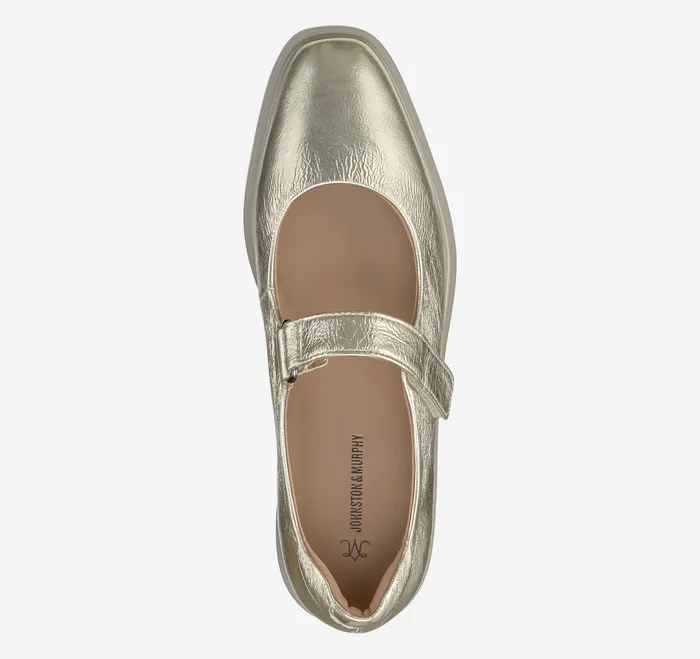 Women8217s Shoes Johnston and Murphy Women Gracelyn Mary Jane Gold Crinkle Metallic Sheepskin