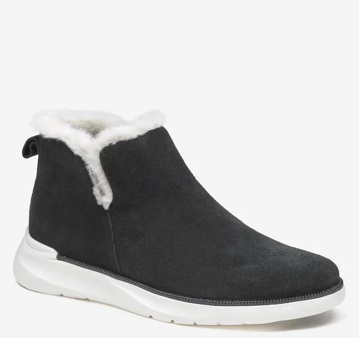 Women8217s Shoes Women Emery Shearling Bootie Black Waterproof Suede Johnston and Murphy
