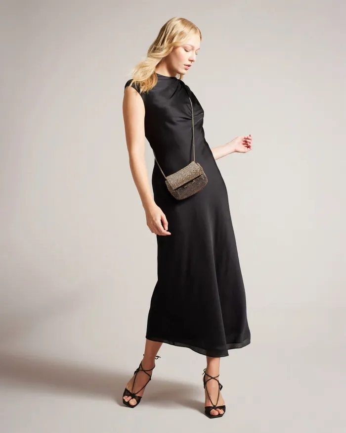 Women AKANE 8211 Draped Satin Midaxi Dress Black Ted Baker Dresses Women AKANE 8211 Draped Satin Midaxi Dress Black Ted Baker Dresses