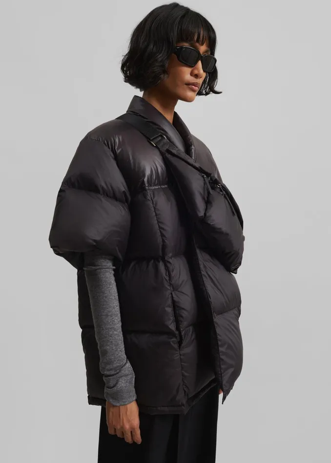 Women Akron Short Sleeve Puffer Jacket 8211 Dark Brown The Frankie Shop Outerwear
