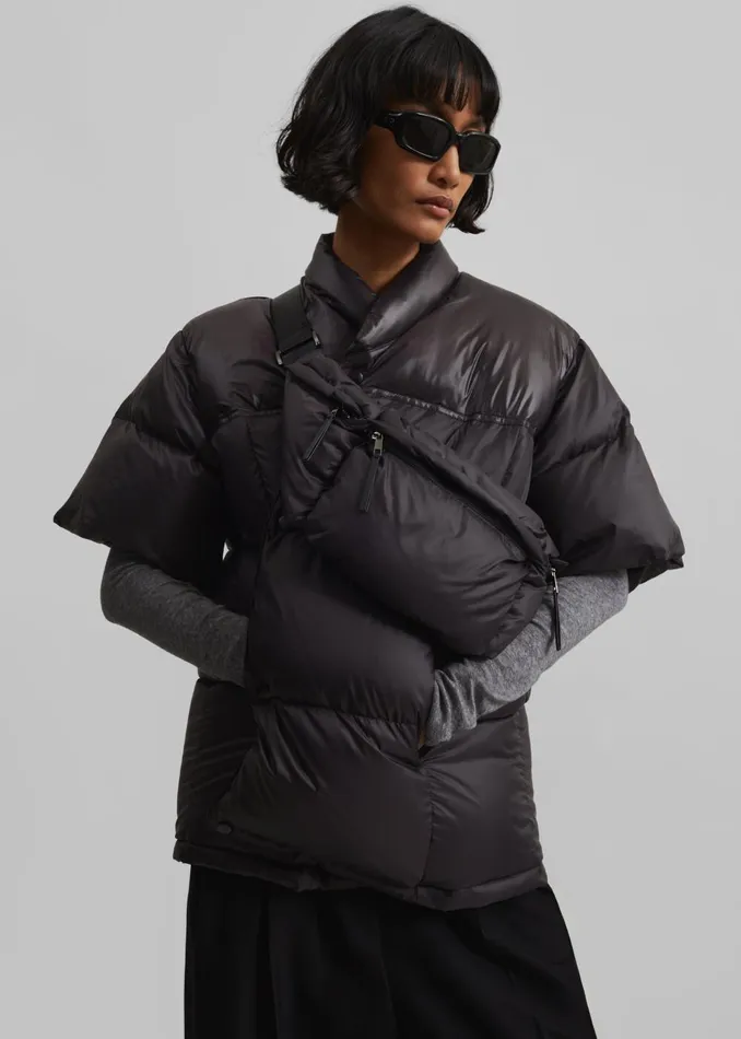 Women Akron Short Sleeve Puffer Jacket 8211 Dark Brown The Frankie Shop Outerwear