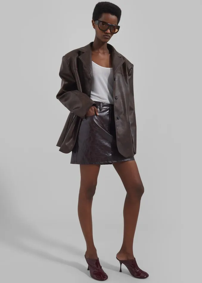 Women Alessandra Faux Leather Mini Skirt 8211 Brown The Frankie Shop Bottoms