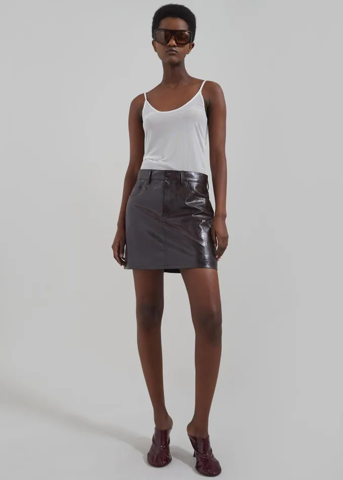 Women Alessandra Faux Leather Mini Skirt 8211 Brown The Frankie Shop Bottoms