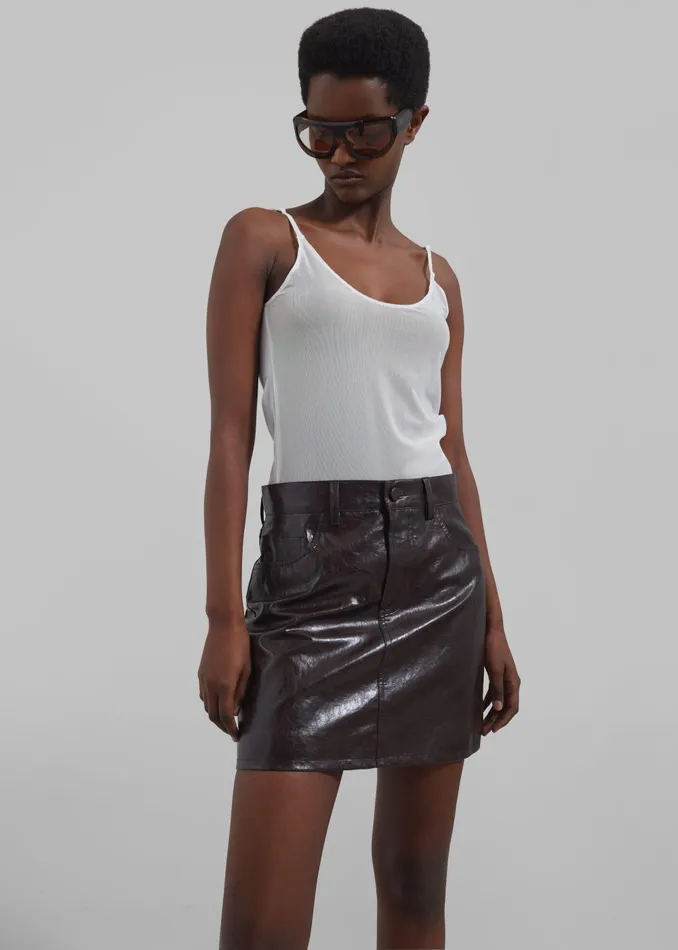 Women Alessandra Faux Leather Mini Skirt 8211 Brown The Frankie Shop Bottoms