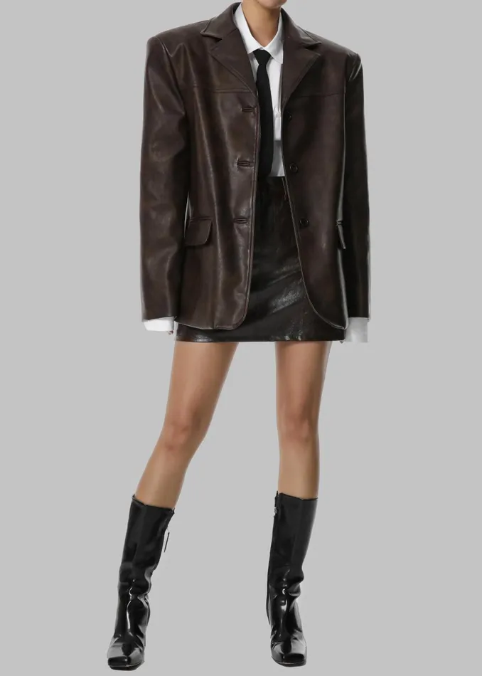 Women Alessandra Faux Leather Mini Skirt 8211 Brown The Frankie Shop Bottoms