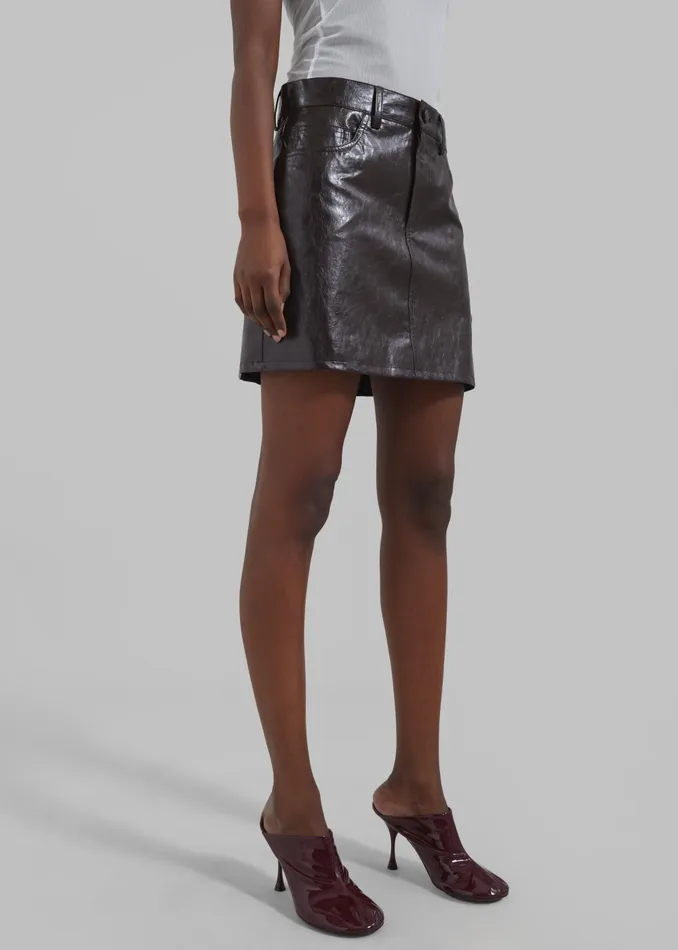 Women Alessandra Faux Leather Mini Skirt 8211 Brown The Frankie Shop Bottoms