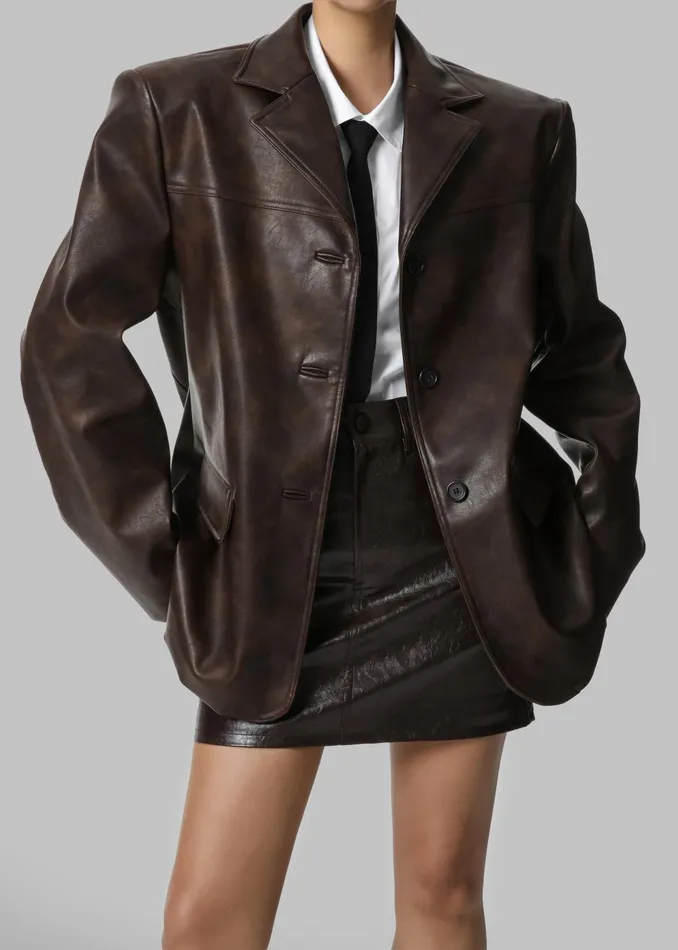 Women Alessandra Faux Leather Mini Skirt 8211 Brown The Frankie Shop Bottoms