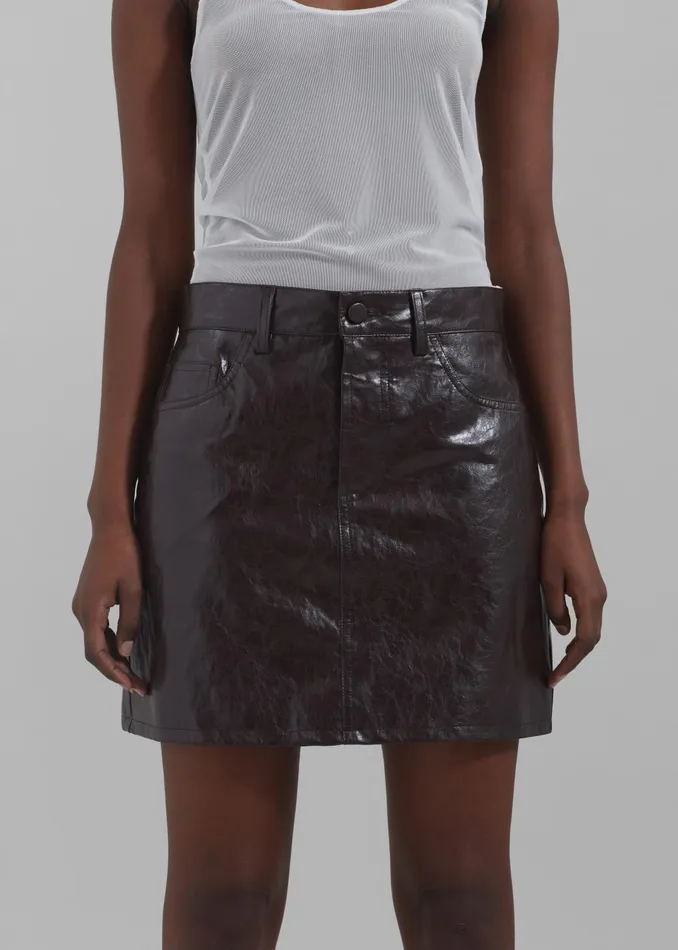 Women Alessandra Faux Leather Mini Skirt 8211 Brown The Frankie Shop Bottoms