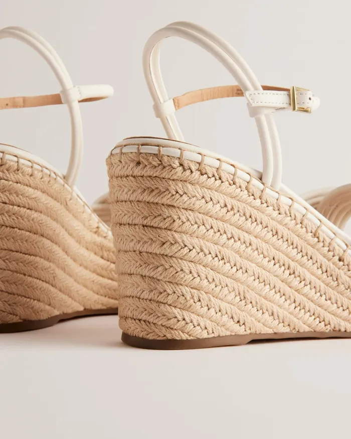 Women AMAALIA 8211 Cross Strap Espadrille Wedge Sandals White Ted Baker Heels
