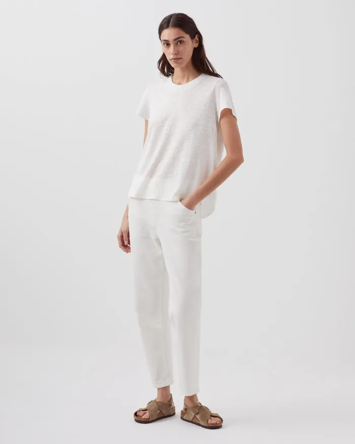 Women Amandine 8211 Linen Round Neck TShirt Brillant White Comptoir Des Cotonniers TShirts