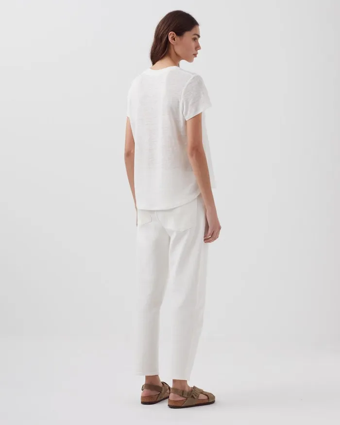 Women Amandine 8211 Linen Round Neck TShirt Brillant White Comptoir Des Cotonniers TShirts