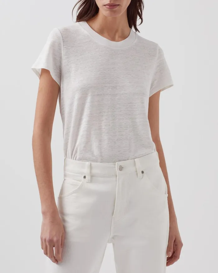 Women Amandine 8211 Linen Round Neck TShirt Brillant White Comptoir Des Cotonniers TShirts