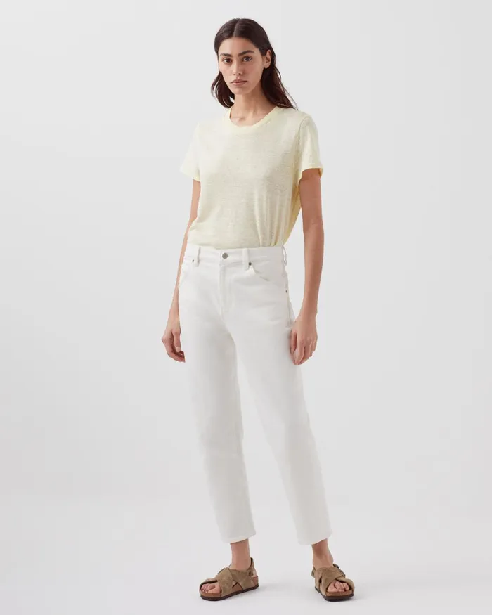 Women Amandine 8211 Linen Round Neck TShirt Tender Yellow Comptoir Des Cotonniers TShirts