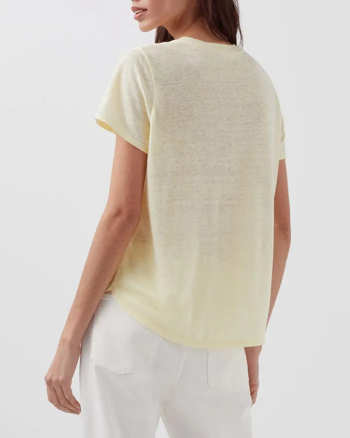 Women Amandine 8211 Linen Round Neck TShirt Tender Yellow Comptoir Des Cotonniers TShirts