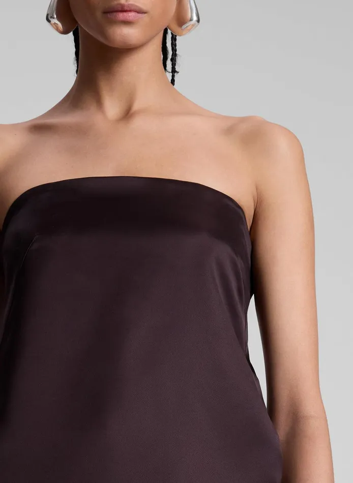 Women Ani Strapless Satin Top Chocolate Plum ALC Tops