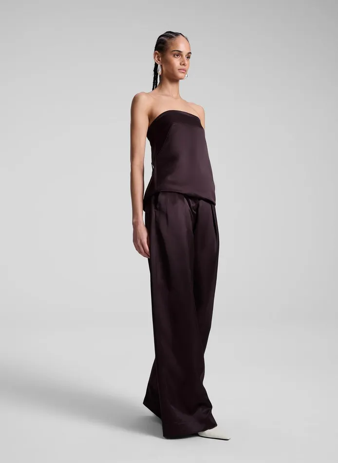 Women Ani Strapless Satin Top Chocolate Plum ALC Tops