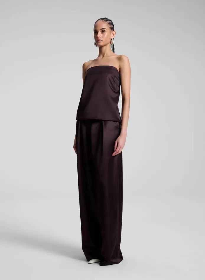 Women Ani Strapless Satin Top Chocolate Plum ALC Tops